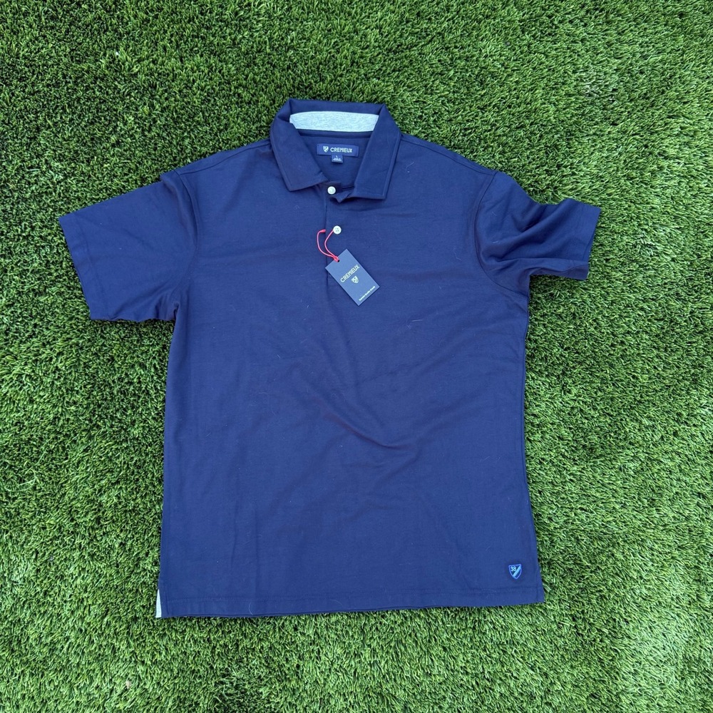 CREMEUX Mens Navy Blue Cotton‎ Blend Short Sleeve Polo Shirt Size L